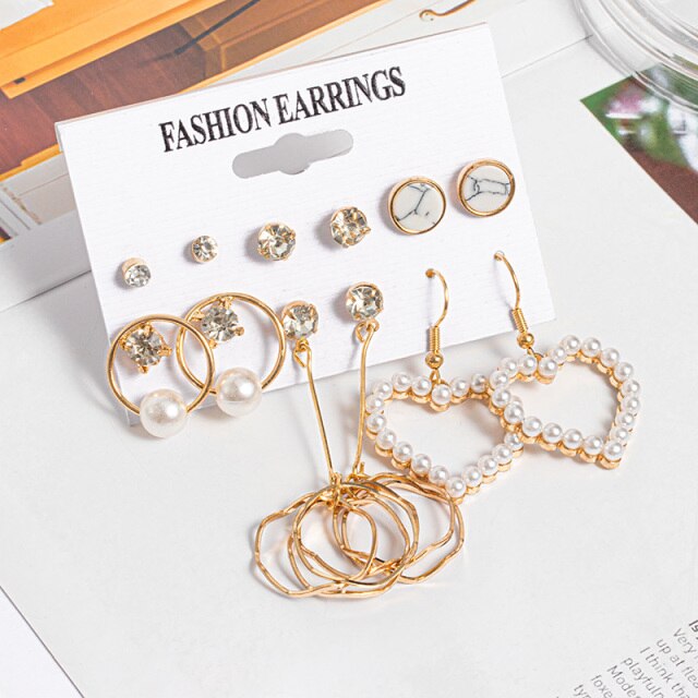 Woman Earrings Set Gold Color Metal Earrings For Women Hoop Earrings