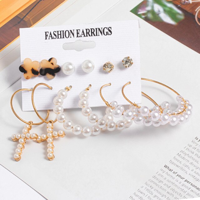 Woman Earrings Set Gold Color Metal Earrings For Women Hoop Earrings