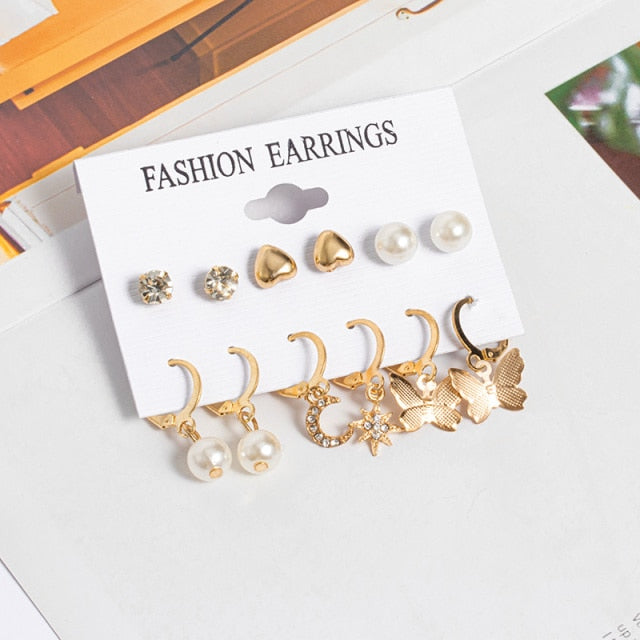 Woman Earrings Set Gold Color Metal Earrings For Women Hoop Earrings