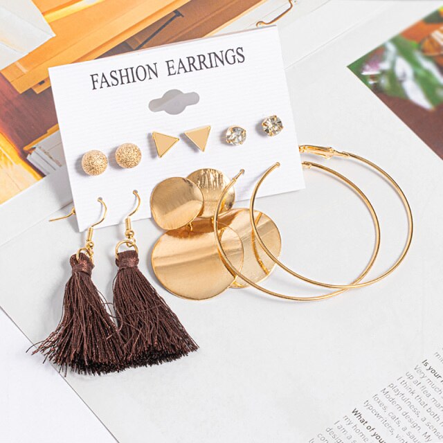 Woman Earrings Set Gold Color Metal Earrings For Women Hoop Earrings