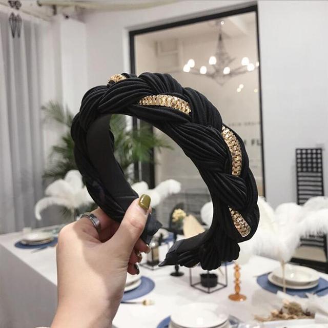 Cross Knot Braid Headband Headwear Wide Side Hair Accessories