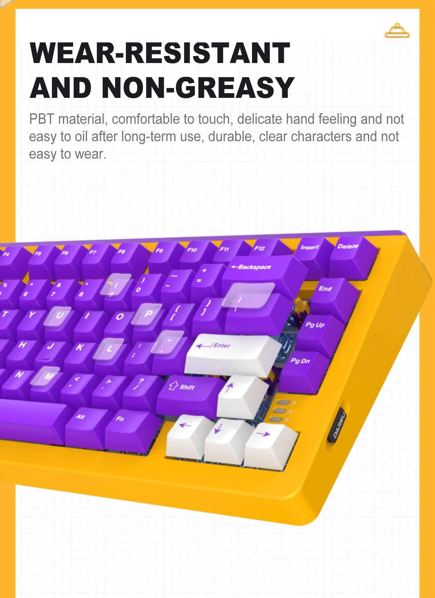 DAREU A81 PURPLE GOLD 81-Key GASKET Type-C Wired Mechanical Keyboard ft. Purple Gold Pro/Sky V3/JWK Durock Switches, N-Key Rollover & PBT Two-Color/PC Transparent Keycaps