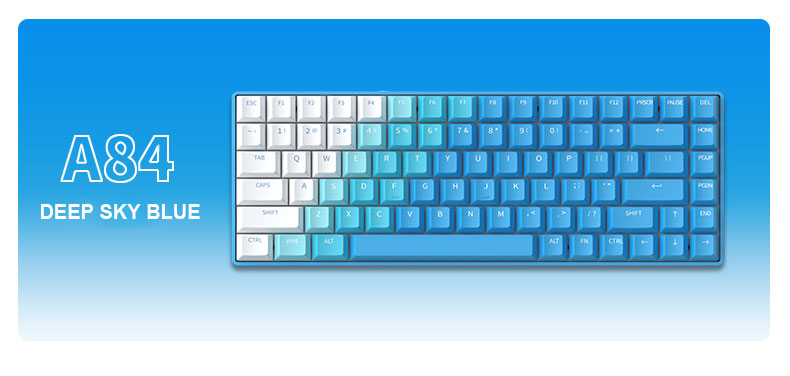 DAREU A84 Deep Sky Blue Tri-Mode Connection 100% Hotswap RGB LED Backlit Mechanical Gaming Keyboard with Sky V3 Switch