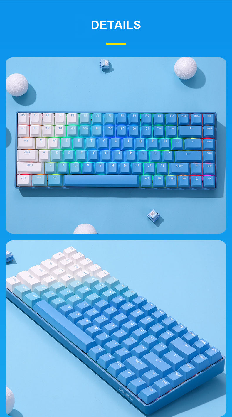 DAREU A84 Deep Sky Blue Tri-Mode Connection 100% Hotswap RGB LED Backlit Mechanical Gaming Keyboard with Sky V3 Switch