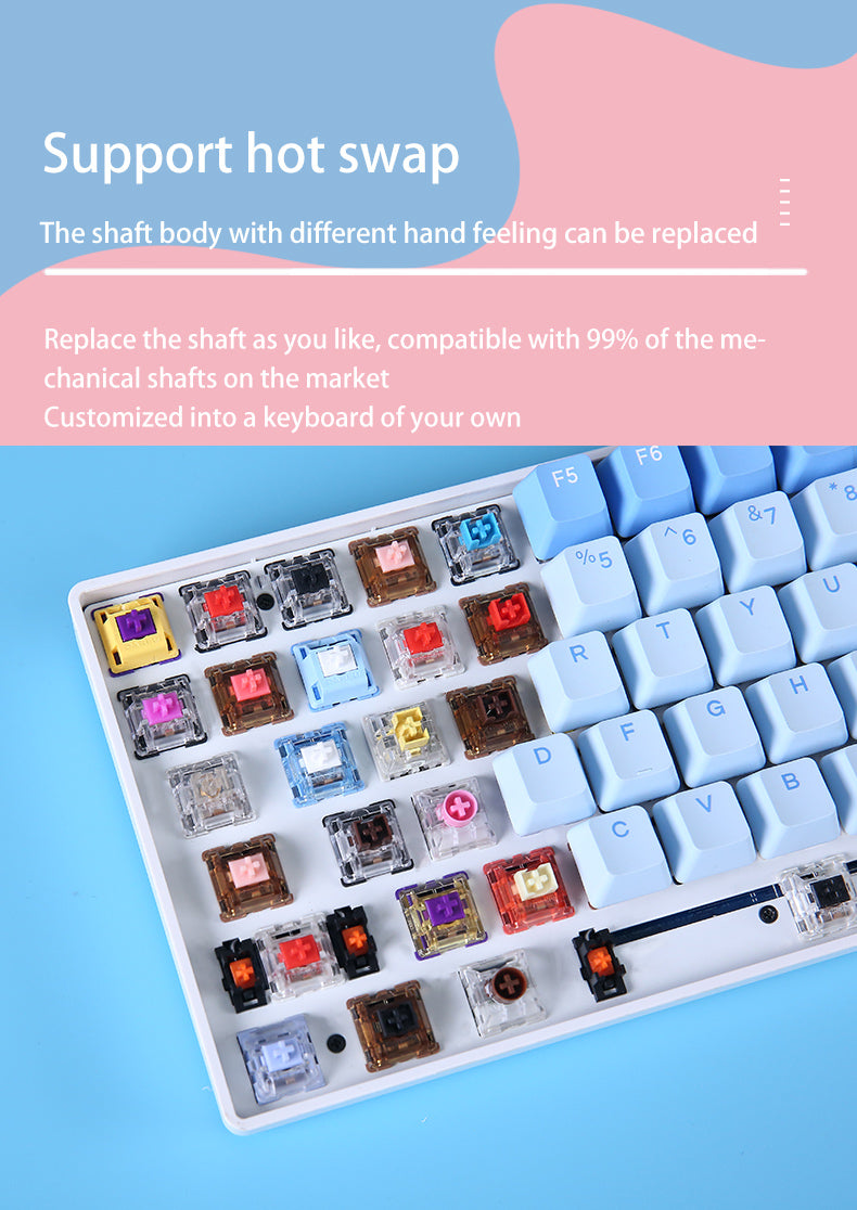 DAREU A100 Tri-Mode Connection 100% Hot-Swap RGB LED Backlit Mechanical Gaming Keyboard with TTC Gold-Pink Switch and PBT Keycaps