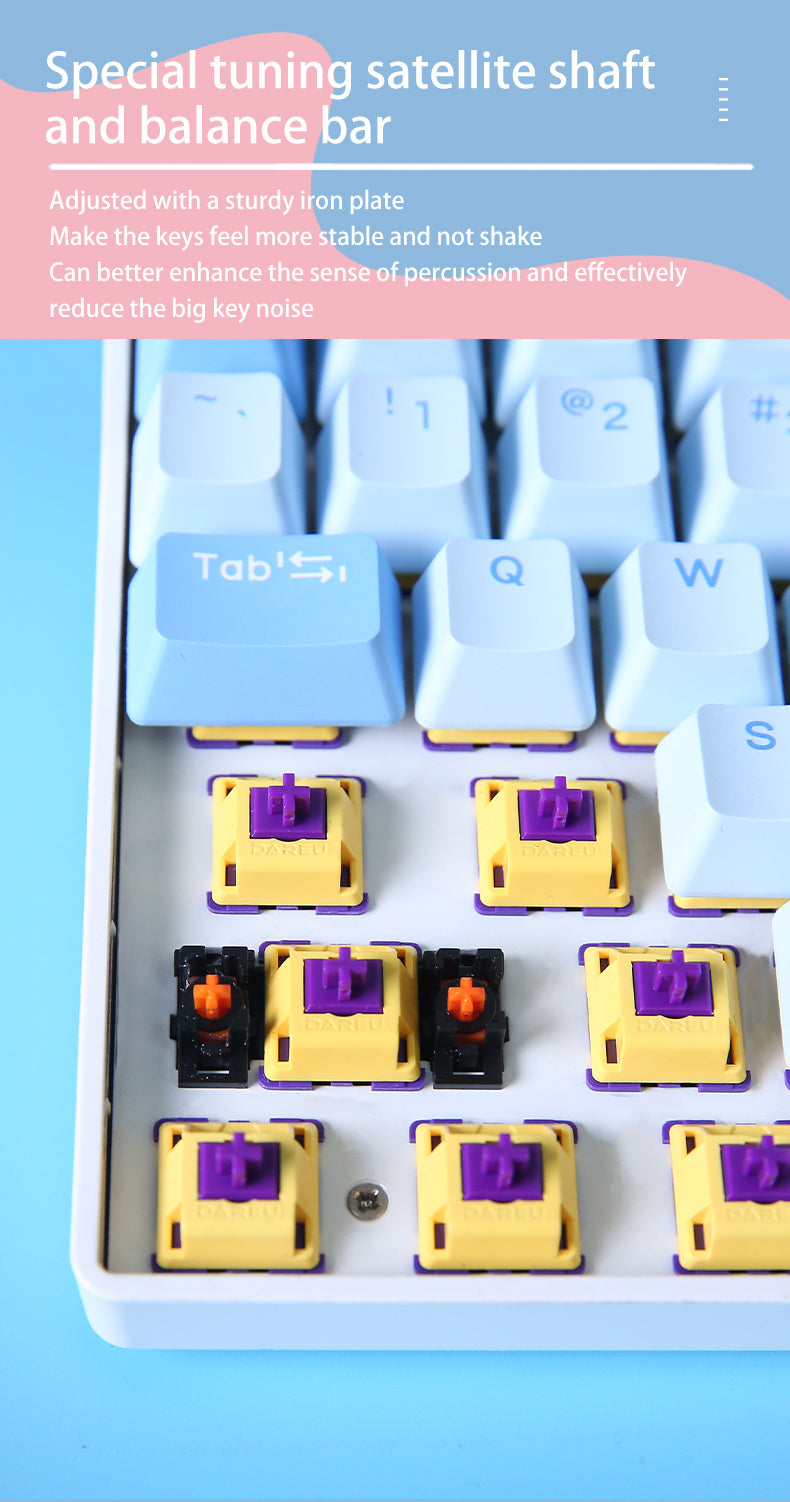 DAREU A100 Tri-Mode Connection 100% Hot-Swap RGB LED Backlit Mechanical Gaming Keyboard with TTC Gold-Pink Switch and PBT Keycaps