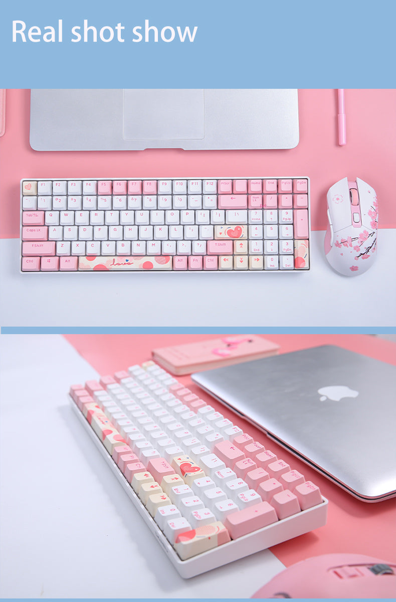DAREU A100 Tri-Mode Connection 100% Hot-Swap RGB LED Backlit Mechanical Gaming Keyboard with TTC Gold-Pink Switch and PBT Keycaps