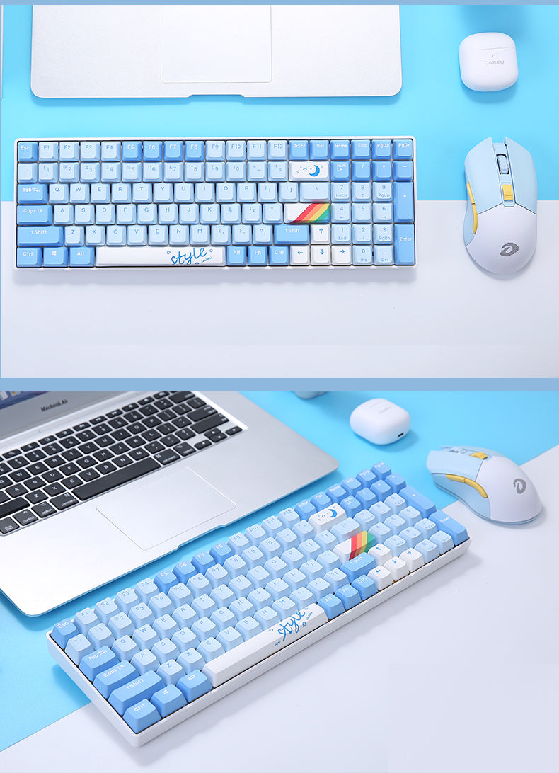 DAREU A100 Tri-Mode Connection 100% Hot-Swap RGB LED Backlit Mechanical Gaming Keyboard with TTC Gold-Pink Switch and PBT Keycaps