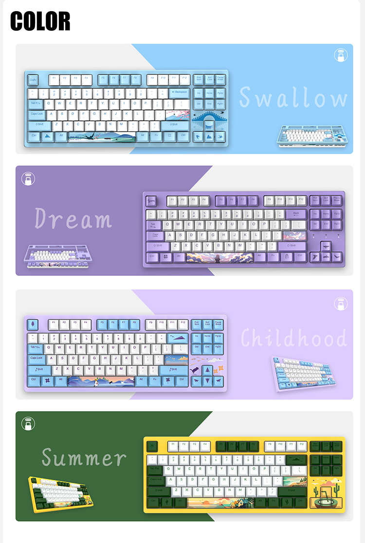 DAREU A87 SWALLOW Cherry MX Switch Type-C Wired 87-Key Backlit Mechanical Gaming Keyboard