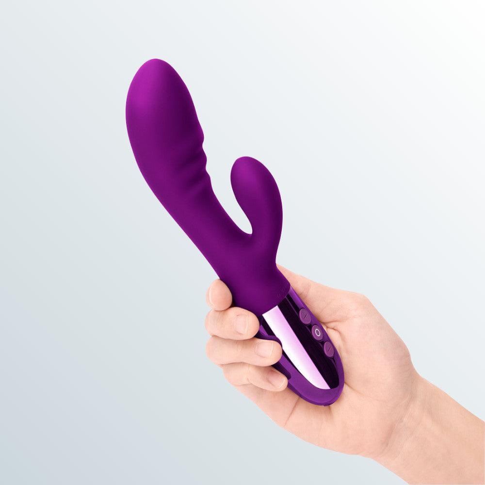 Le Wand Blend Dual-Motor Rabbit Vibrator - Dark Cherry by Condomania.com