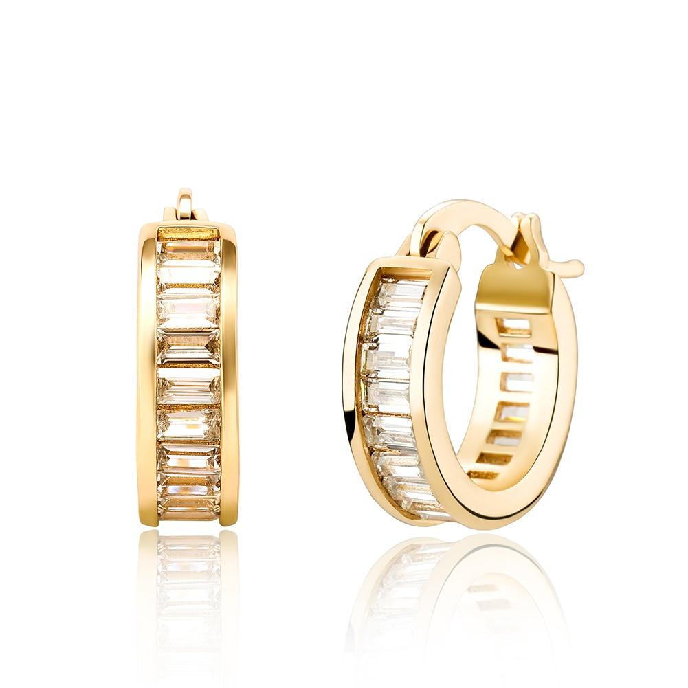 Baguette Hoop Earrings 14K