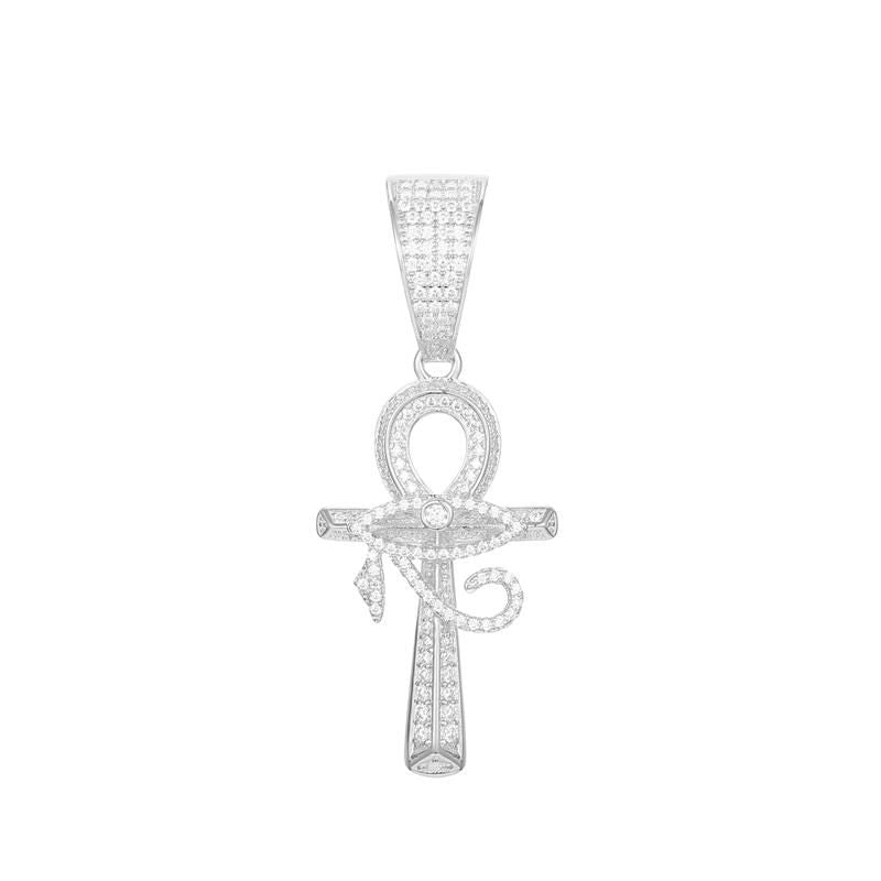 Eye of Horus Ankh Cross Pendant 18K x Moissanite