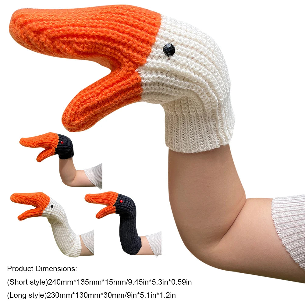 Unisex Warm Knit Goose Mittens Cold-Proof Creative Knitting Gloves Full Finger
