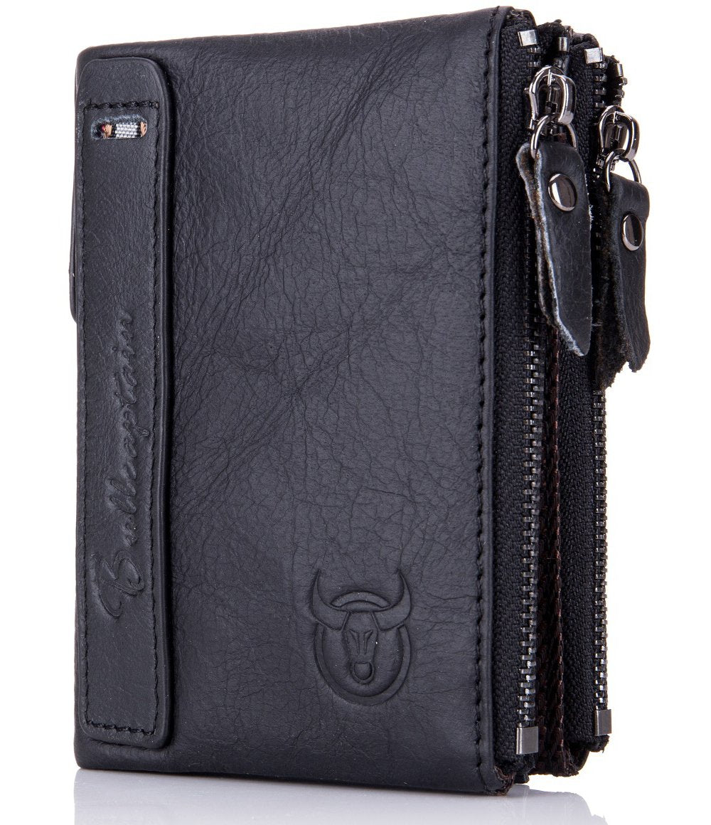 Bullcaptain Leather Biflod Rfid Blocking Men Wallet With Zipper Coin Pocket - 06