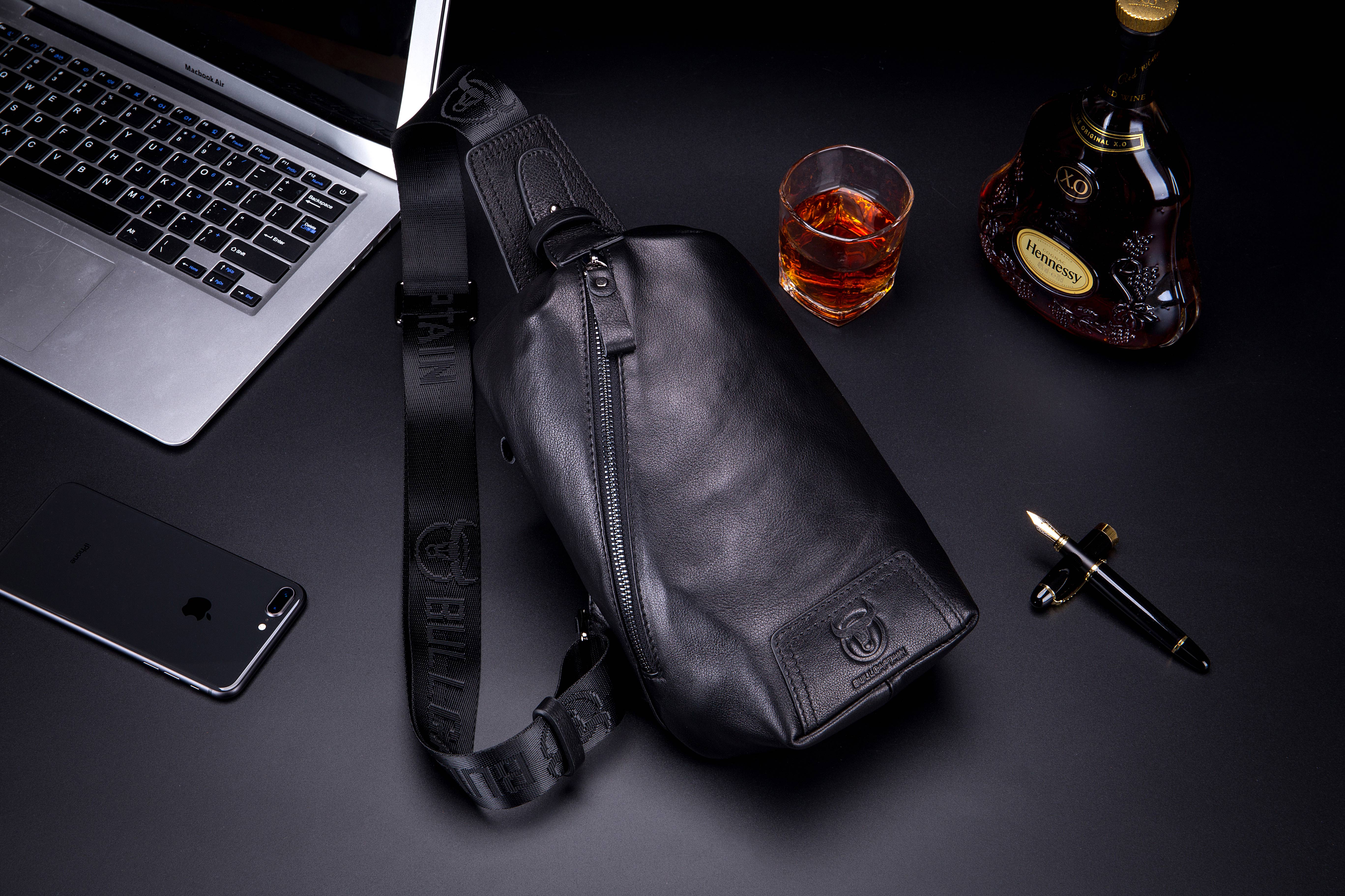 Bullcaptain Fashion Leather Sling Bag Men Chest Bag Genuine Leather Crossbody Small Sachel Bags For Men - 099