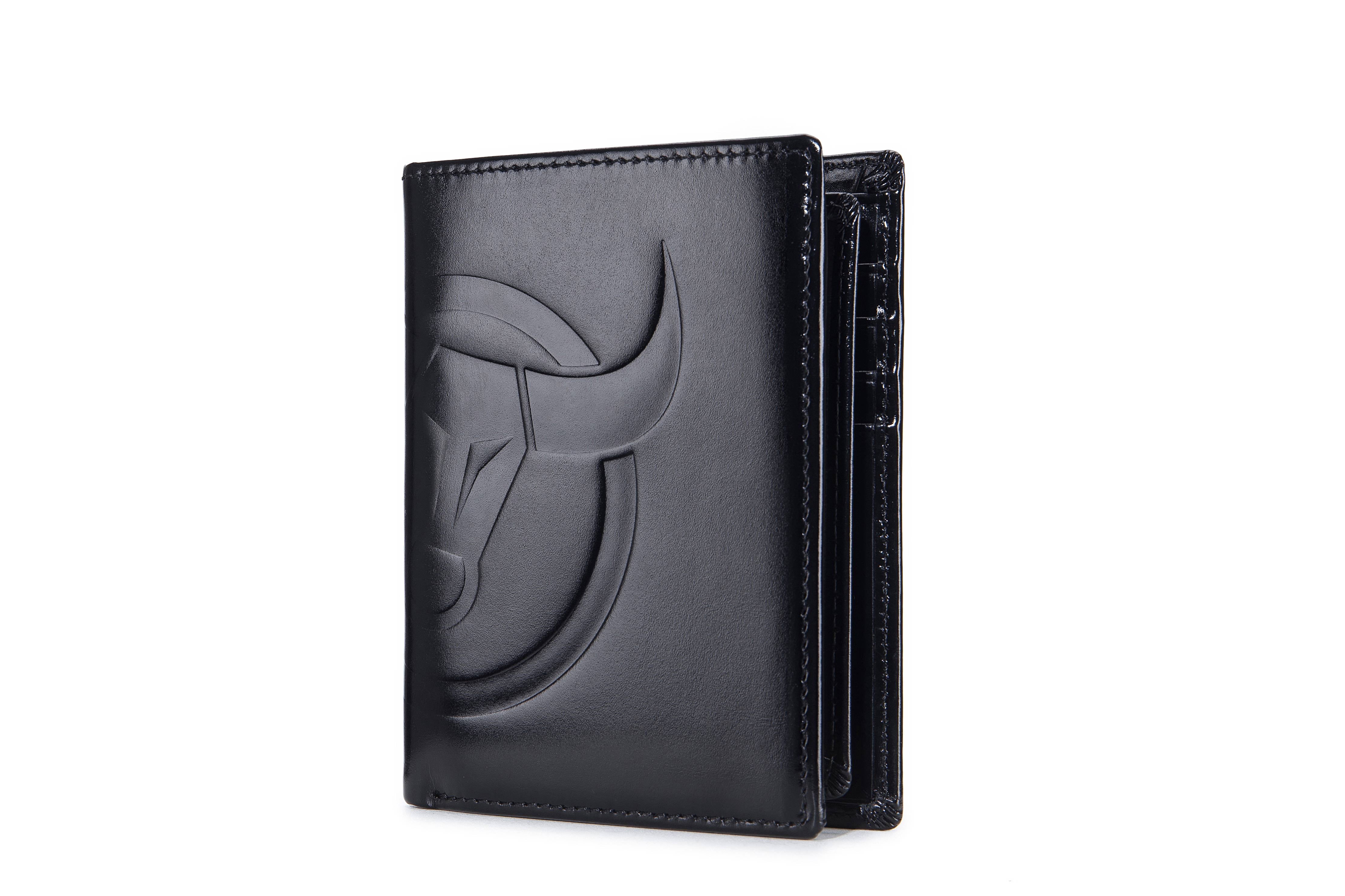 Bullcaptain Leather Biflod Rfid Blocking Men Wallet with Big Logo,Vertica - 0203