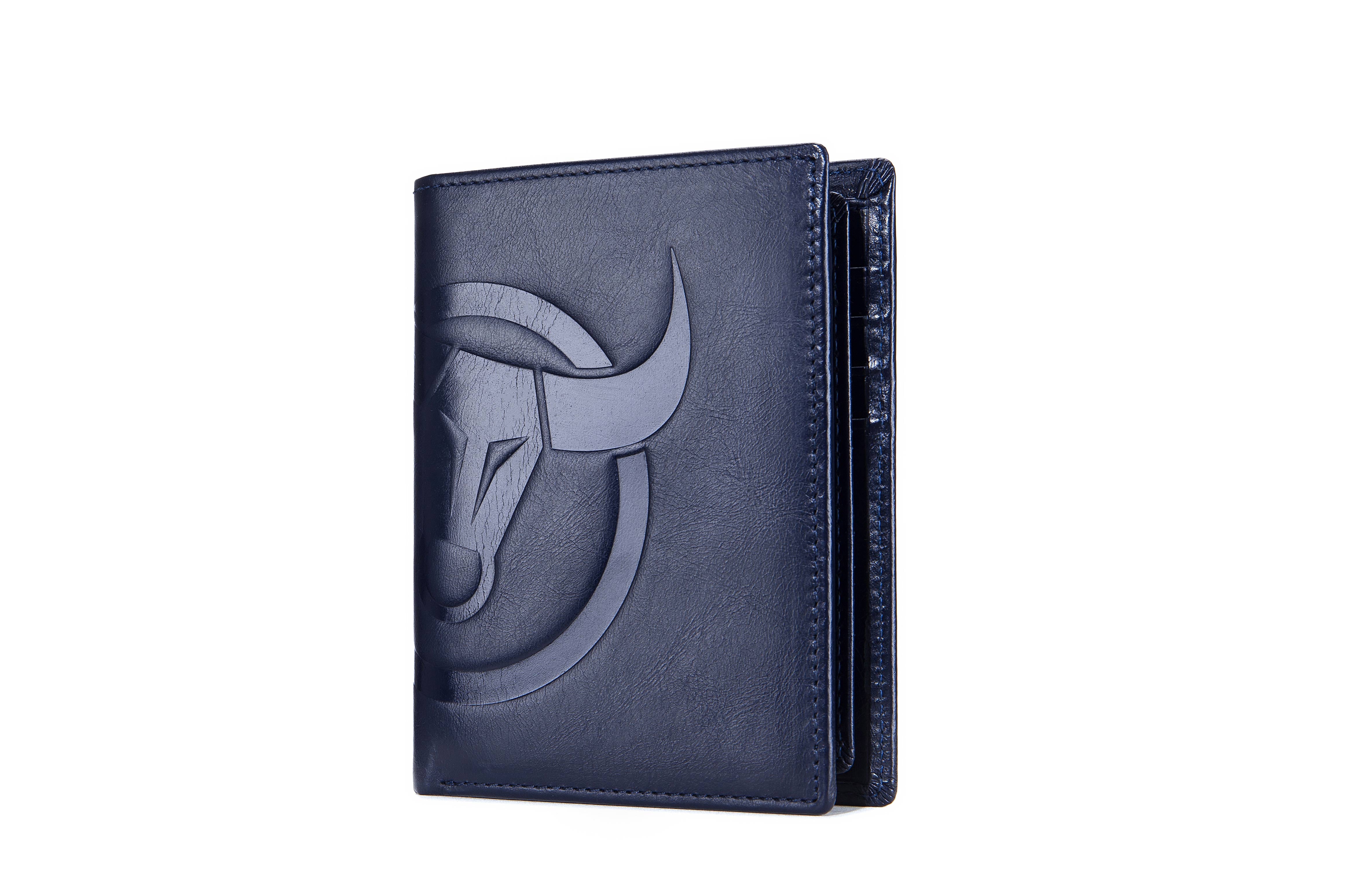 Bullcaptain Leather Biflod Rfid Blocking Men Wallet with Big Logo,Vertica - 0203