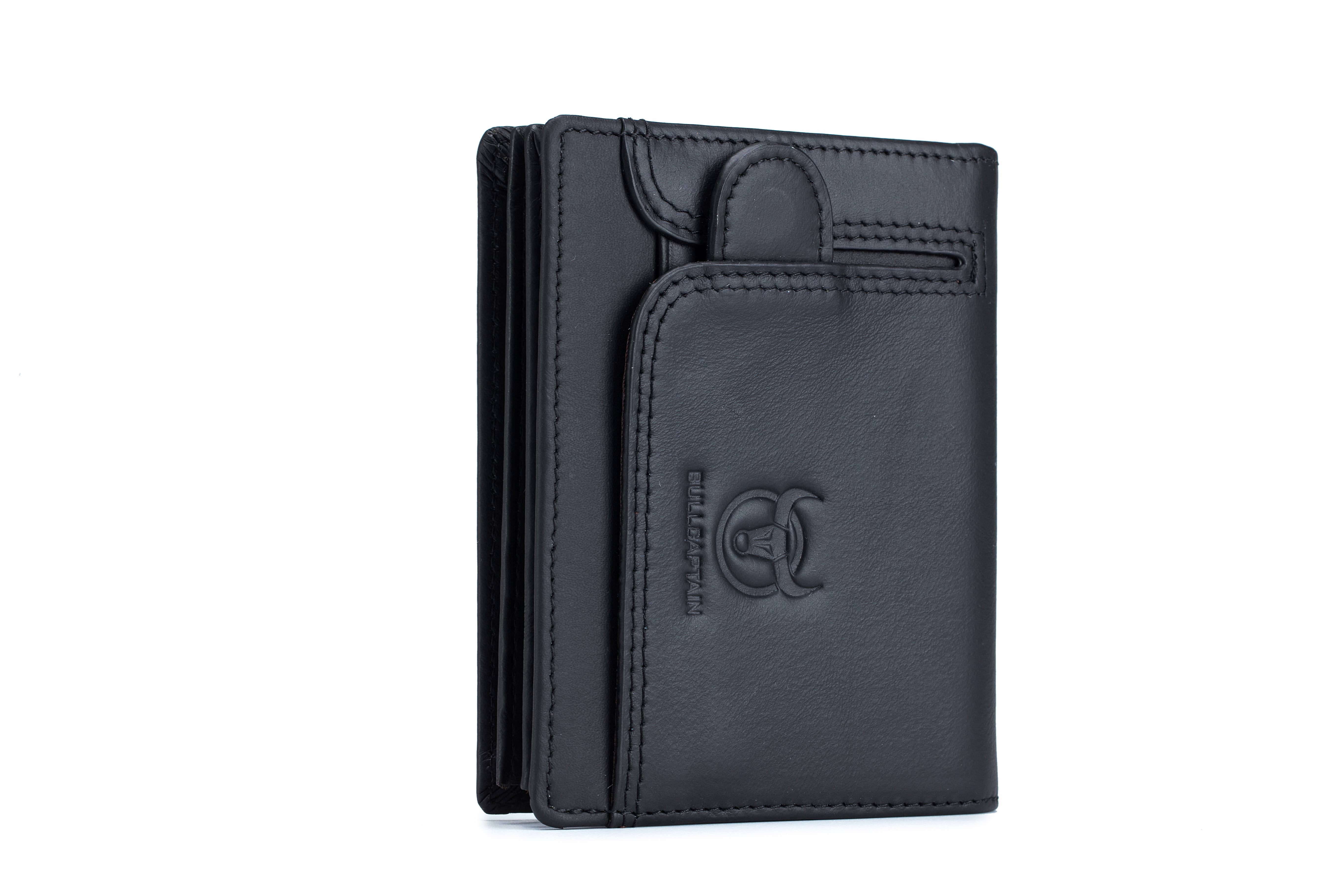 Bullcaptain Leather Biflod Rfid Blocking Men Wallet with ID Window and Hasp Closure Pocket - 037V1