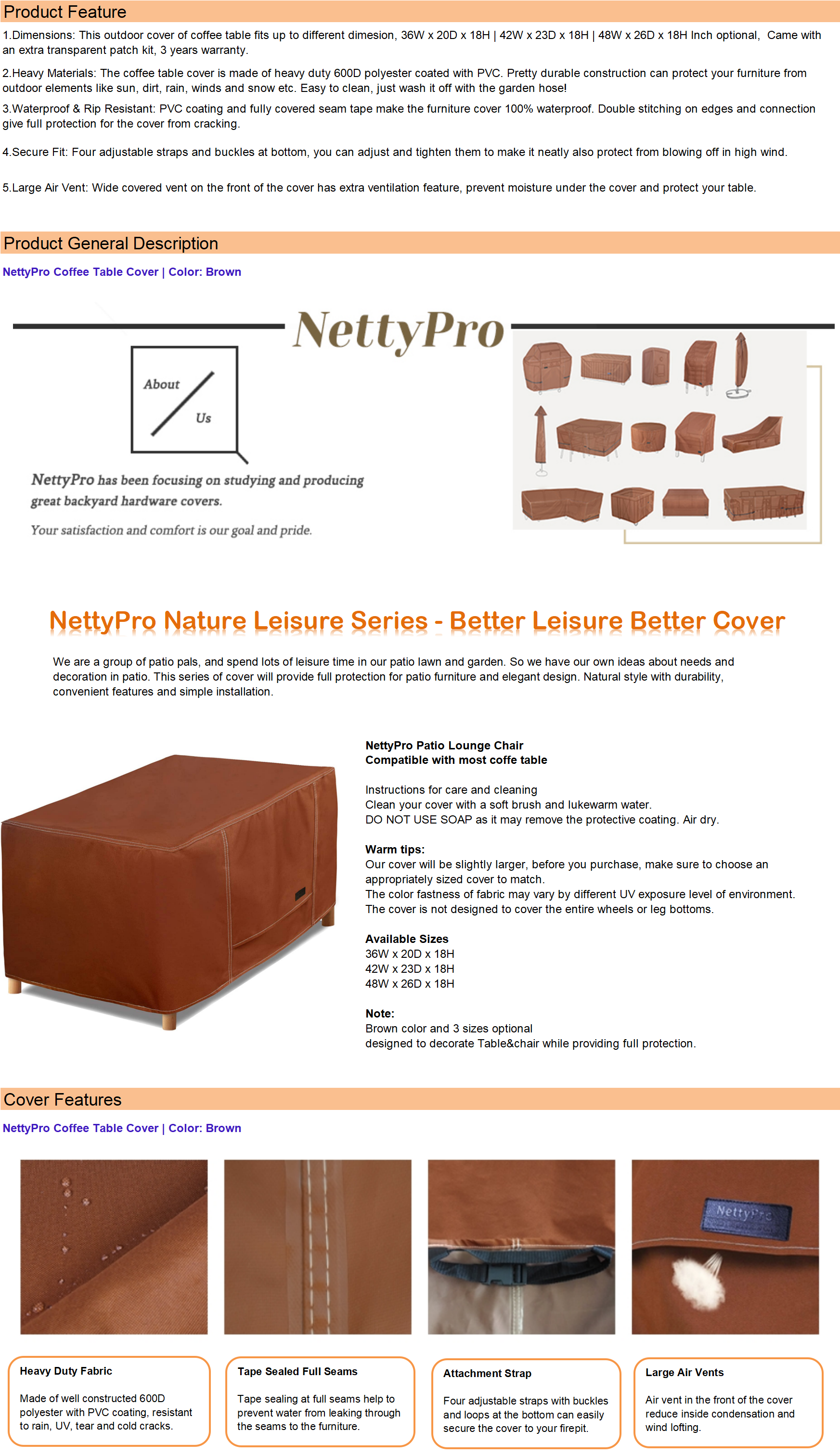NettyPro Waterproof Patio Ottoman Cover Square Outdoor Furniture Side Table Cover, 24L X 24W X 20H Inch, Black