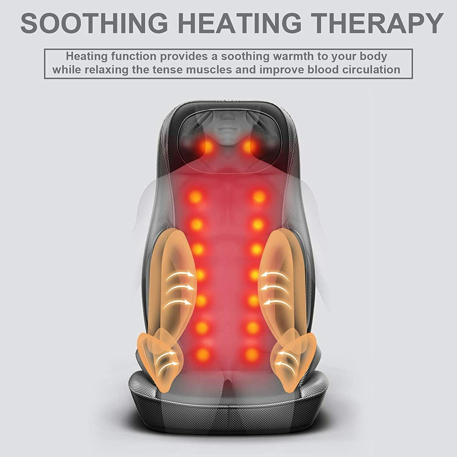 Shiatsu Neck & Back Massager Seat with Heat, Kneading & Rolling Functions