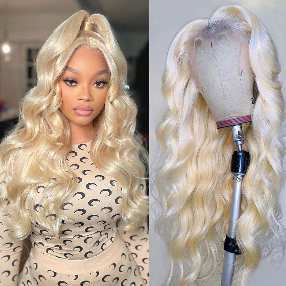 Honey Blonde Wigs - Highlight Wig Human Hair Honey Blonde Body Wave