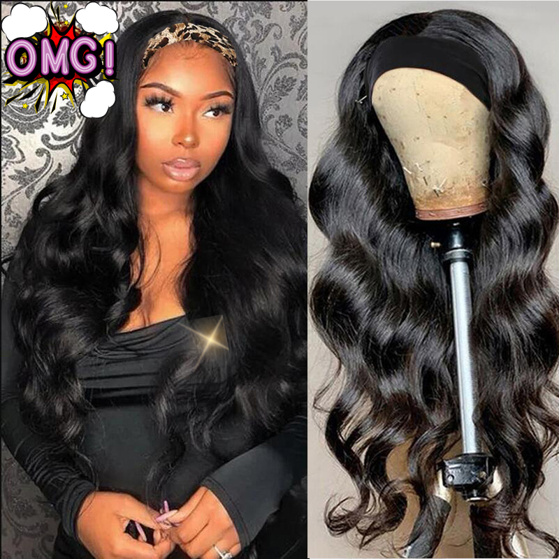 Headband Human Hair Scarf Wig - Body Wave Wigs