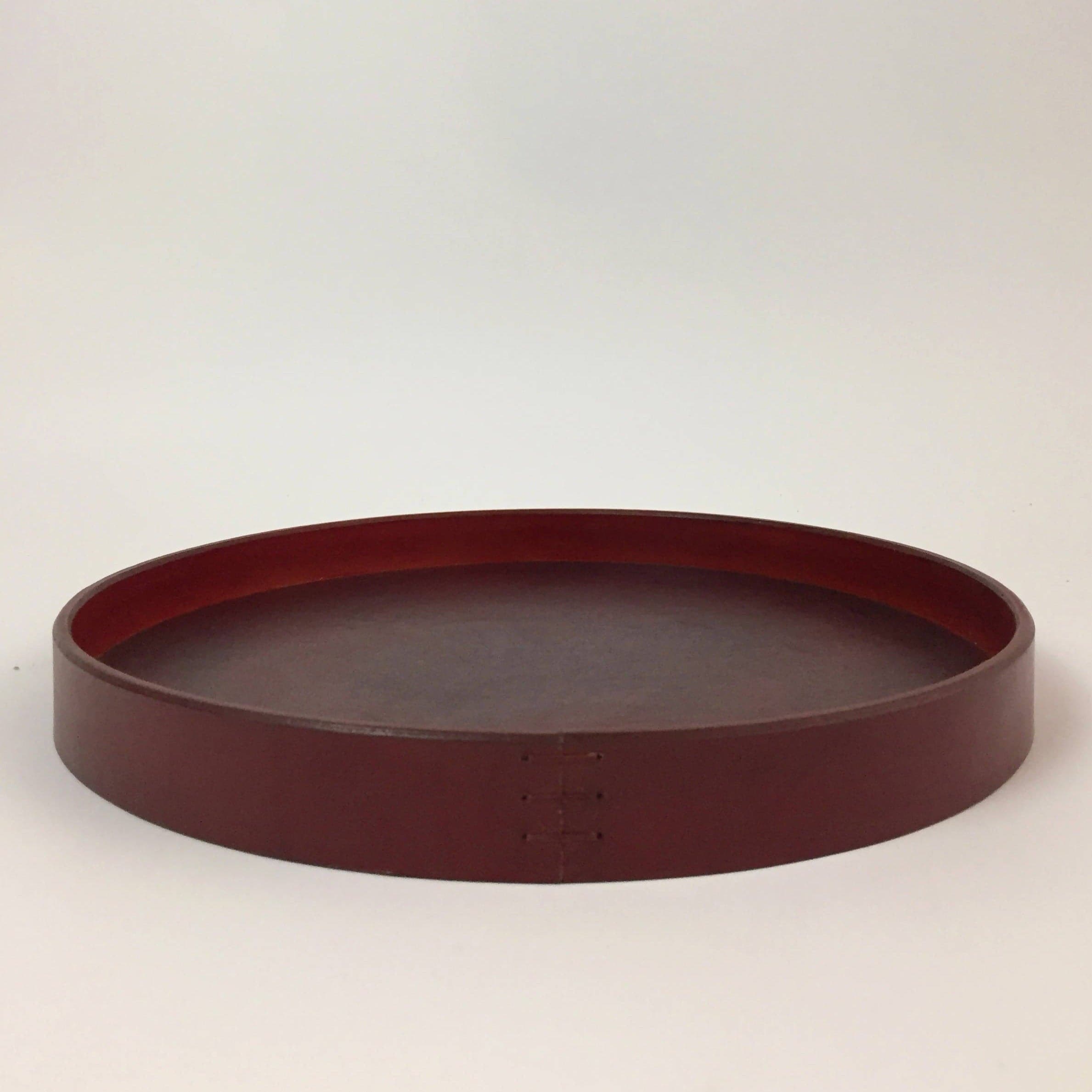 Slab Leather Circle Tray Oxblood