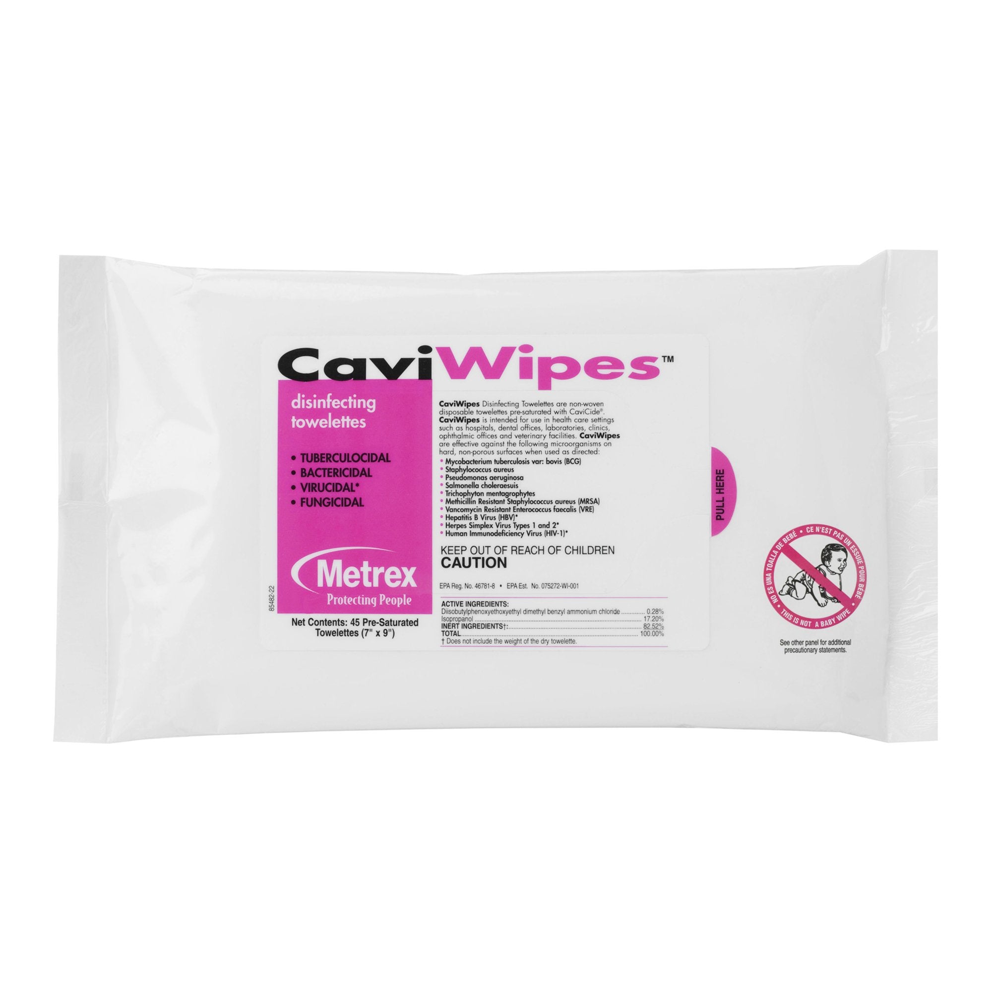 Metrex CaviWipes Disinfectant Wipes - Alcohol-Based, 7x9