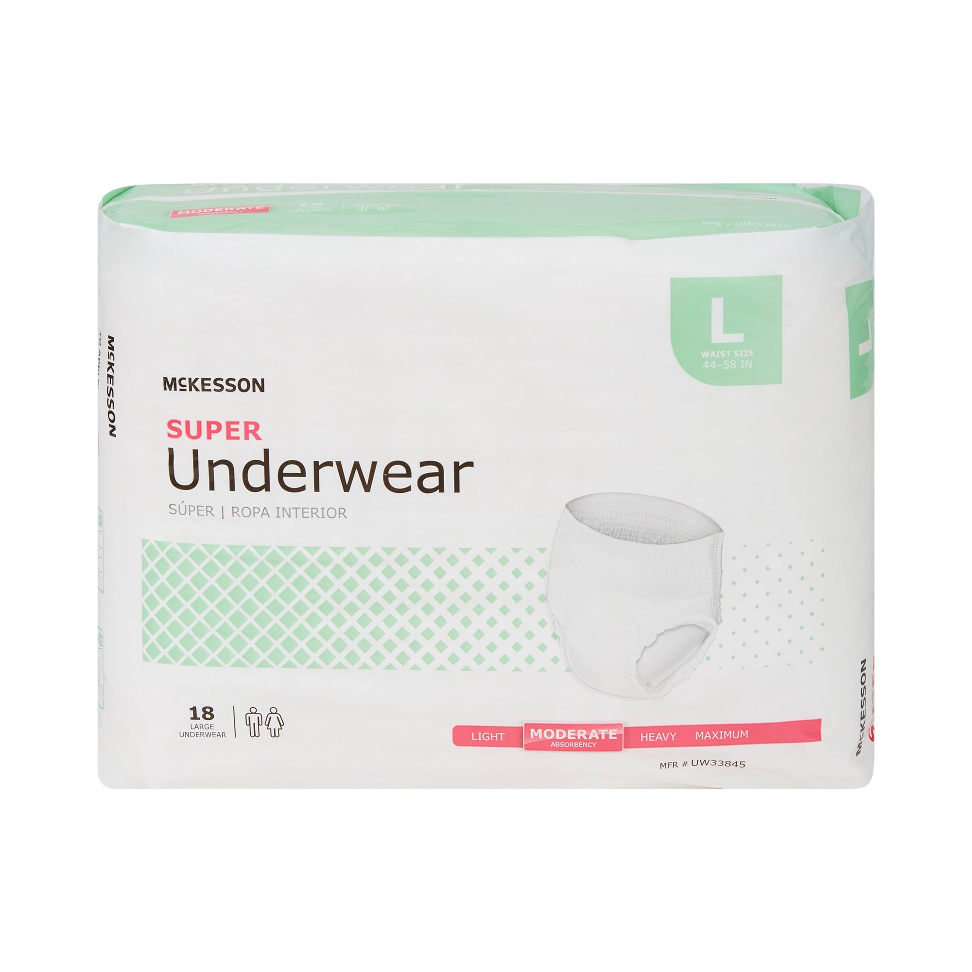 McKesson Large Absorbent Underwear - Super Moderate, 72-Pack for Adults