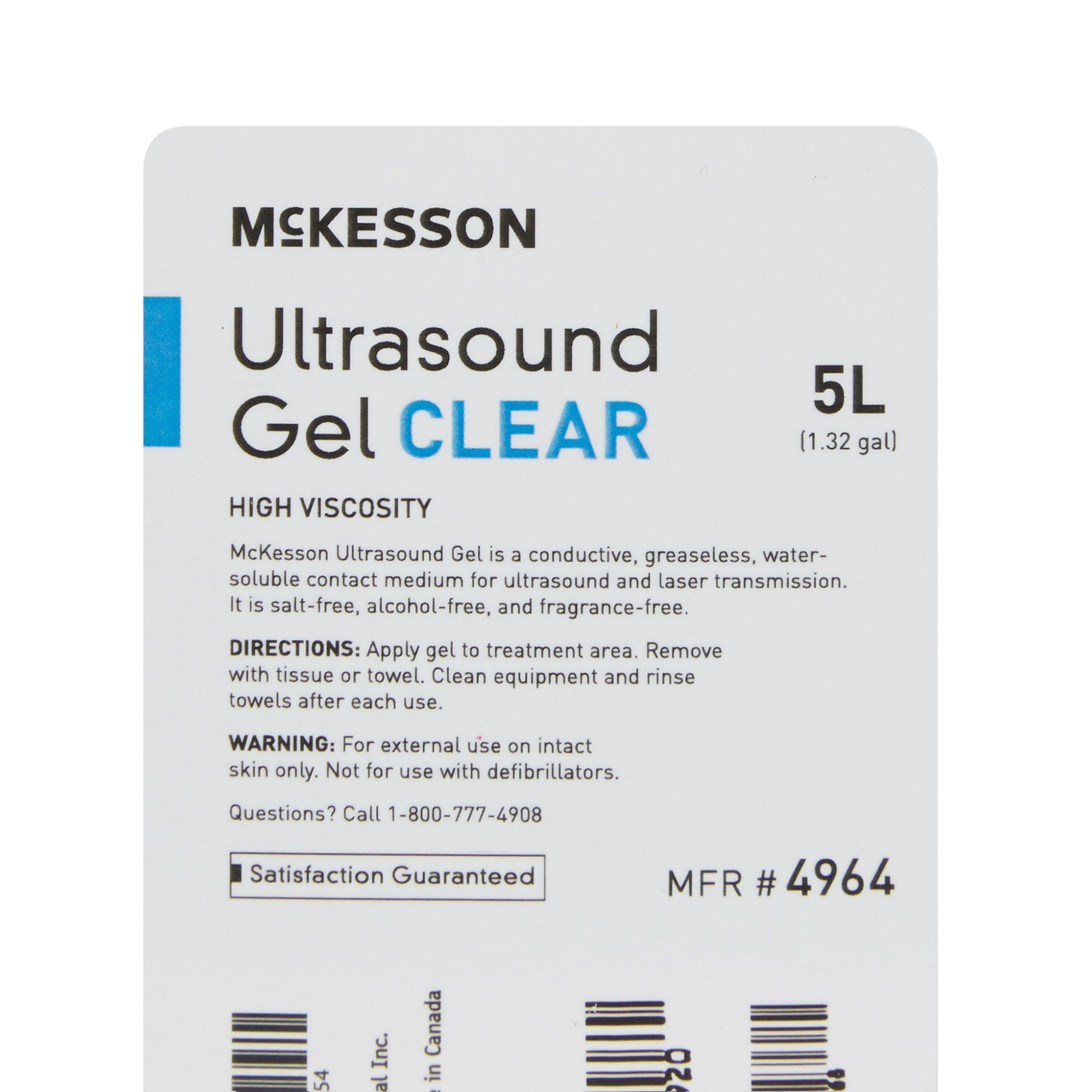 McKesson High Viscosity Ultrasound Gel, Clear, 5L Cubitainer - No Fragrance