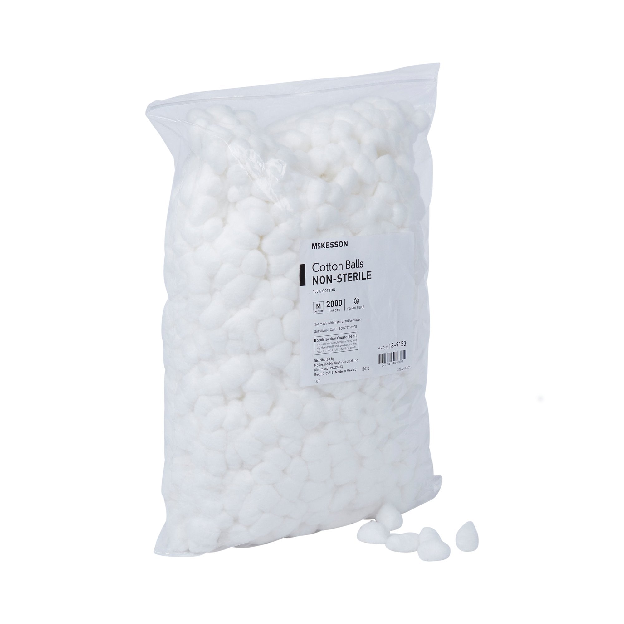 McKesson Medium Cotton Balls - 100% Pure Cotton, Non-Sterile, White (2000 Units)