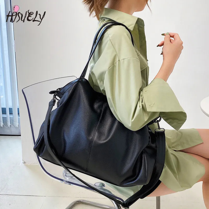 Large Capacity Tote Bag Hobo Shoulder Bags for Women Shopper Bag Travel Quality Soft Faux Leather Crossbody Handbags