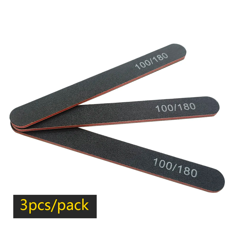 Nail File Buffer 100/180 Grit Half Moon Double Sided Sandpaper Nail Sanding Grinding for Gel Nail Polish Nail Manicure Tool