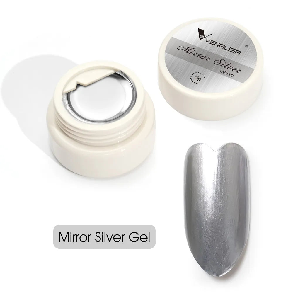 Silver Gold Metal Super Mirror Effect Painting Nail Gel Pure Color Neon Gemstone Soak Off UV LED Nail Gel Lacquer