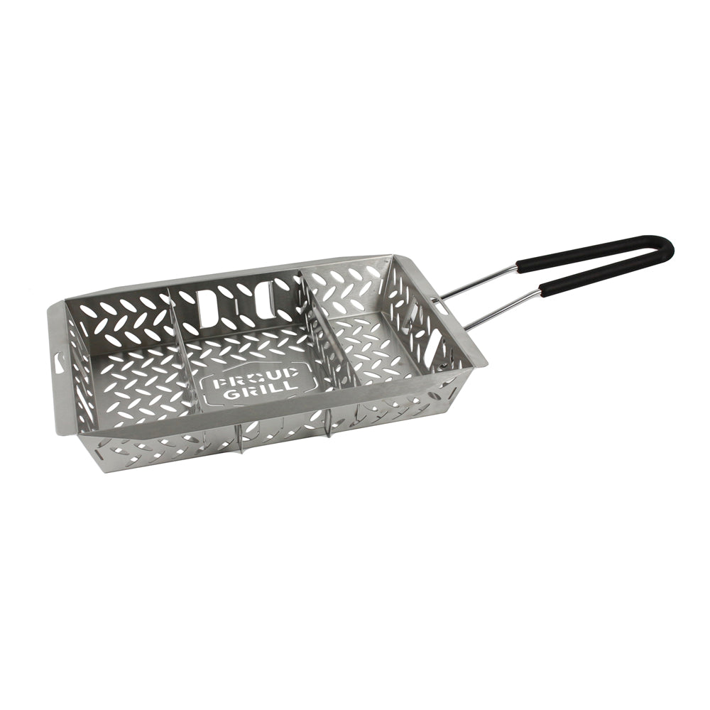 Proud Grill Ultra Versatile Stainless Steel Grill Basket W/ Dividers And Handle