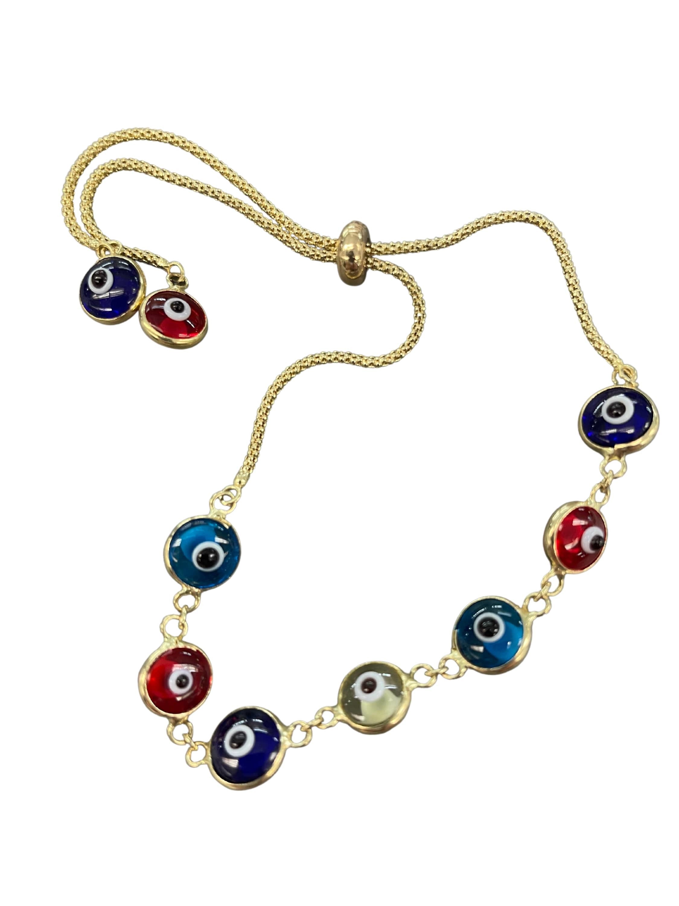 14k Gold Evil Eye Adjustable Talisman Bracelet