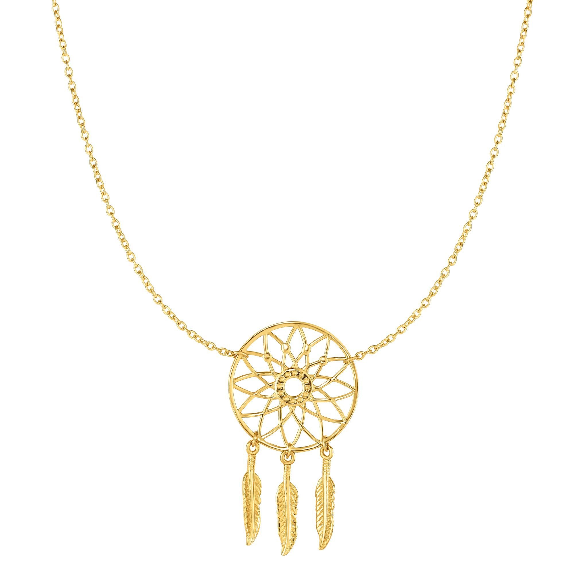 14k Gold Native American Dreamcatcher Necklace