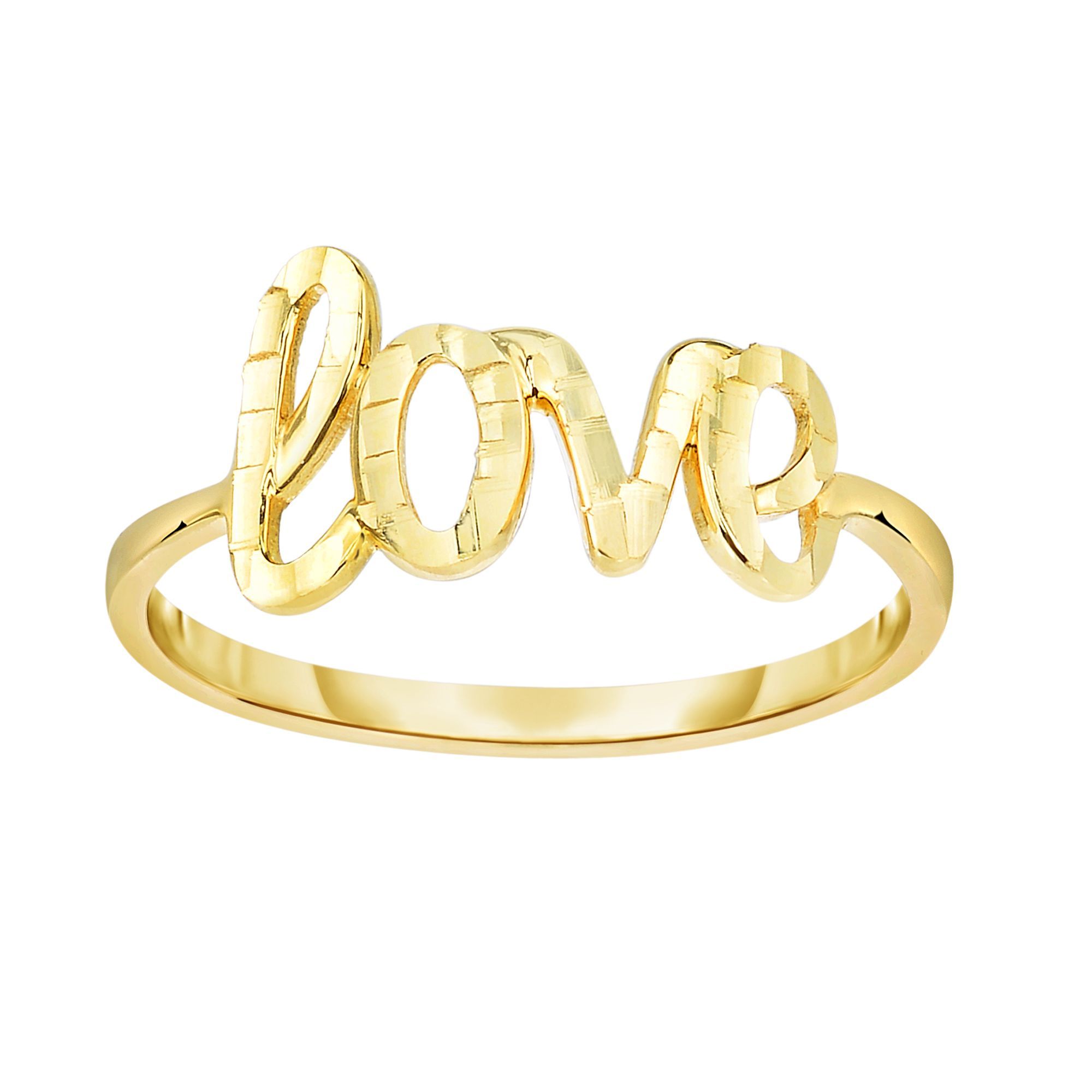 14k Gold Diamond-Cut Love Ring