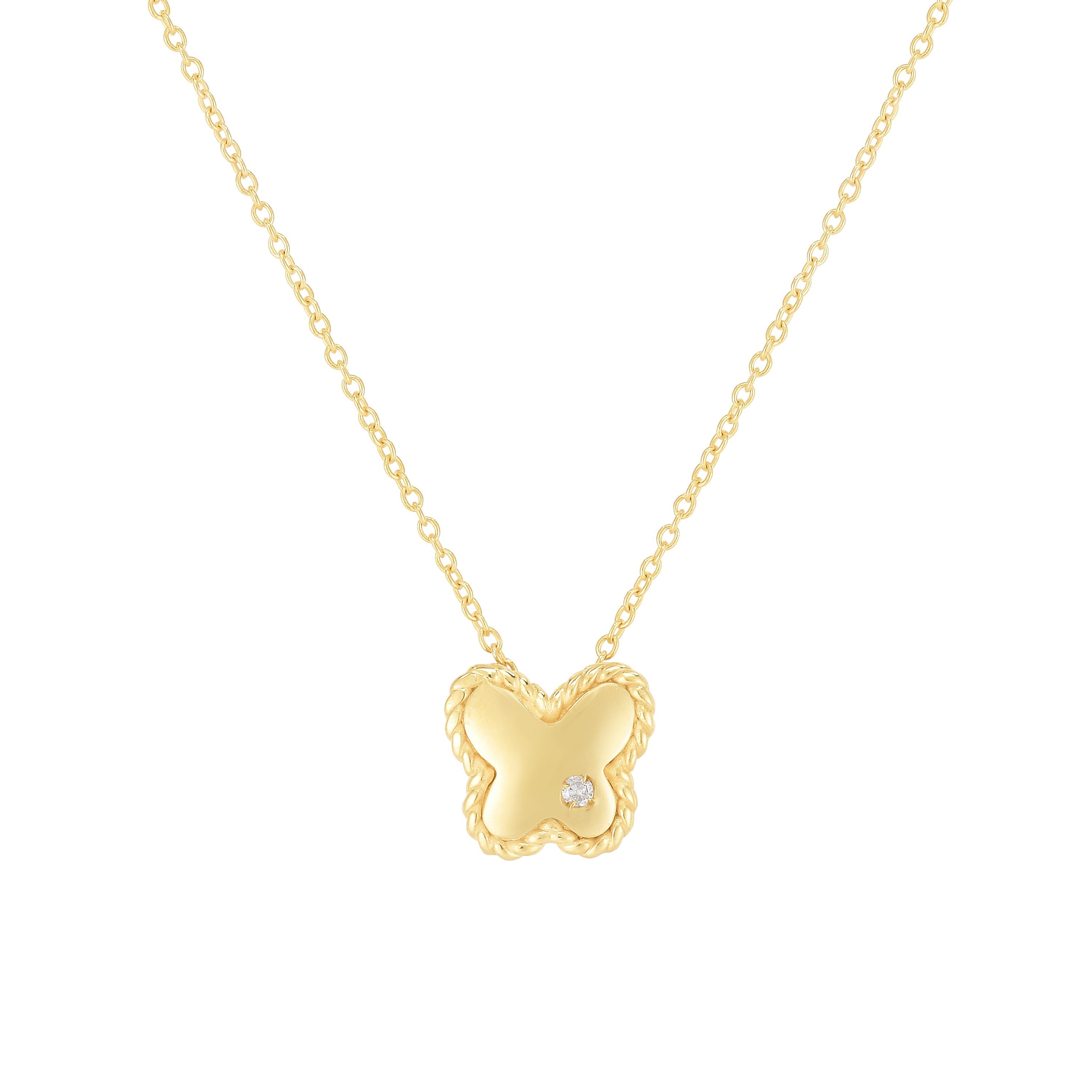 14k Gold Dainty Diamond Butterfly Necklace