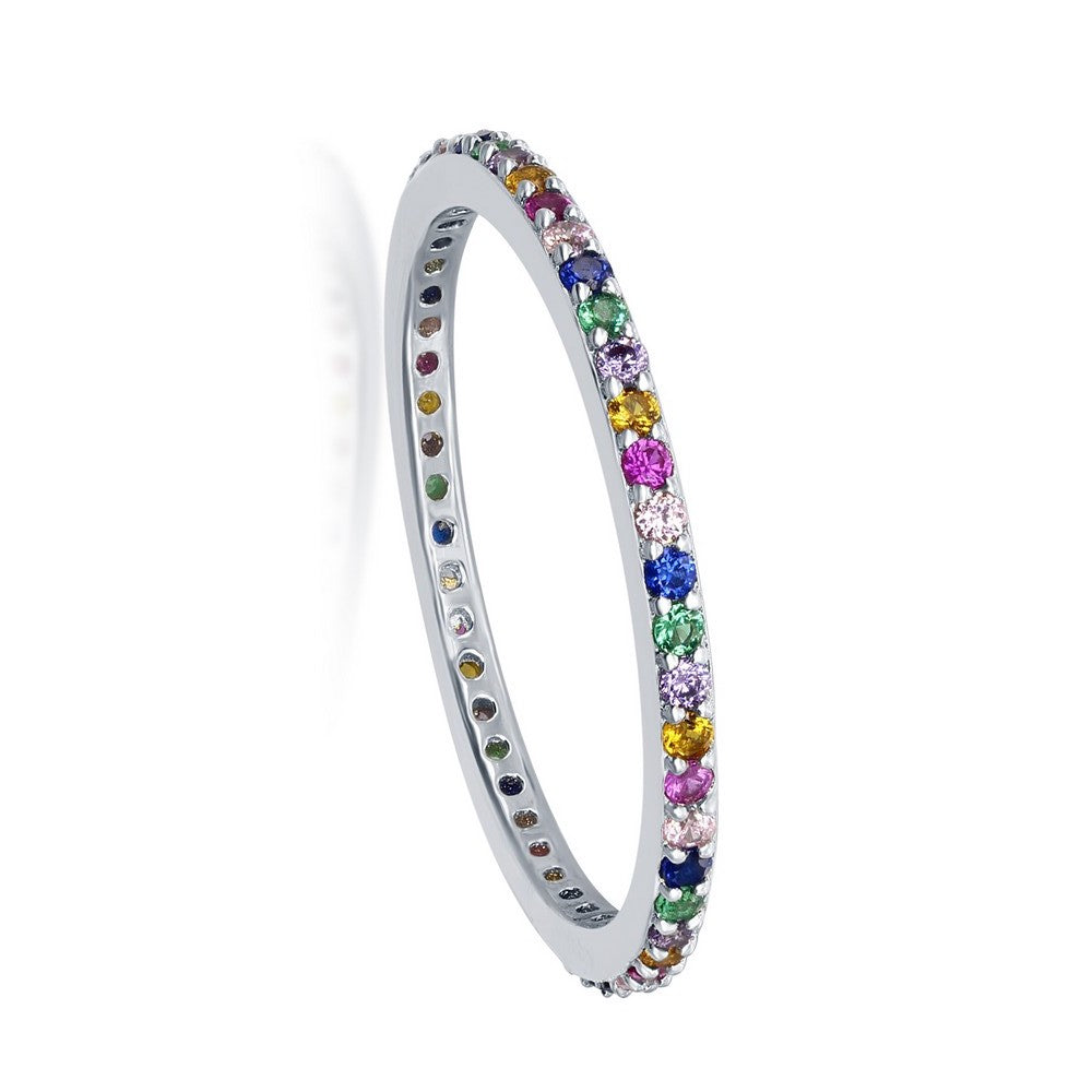 Sterling Silver Pride Rainbow Eternity Band Ring