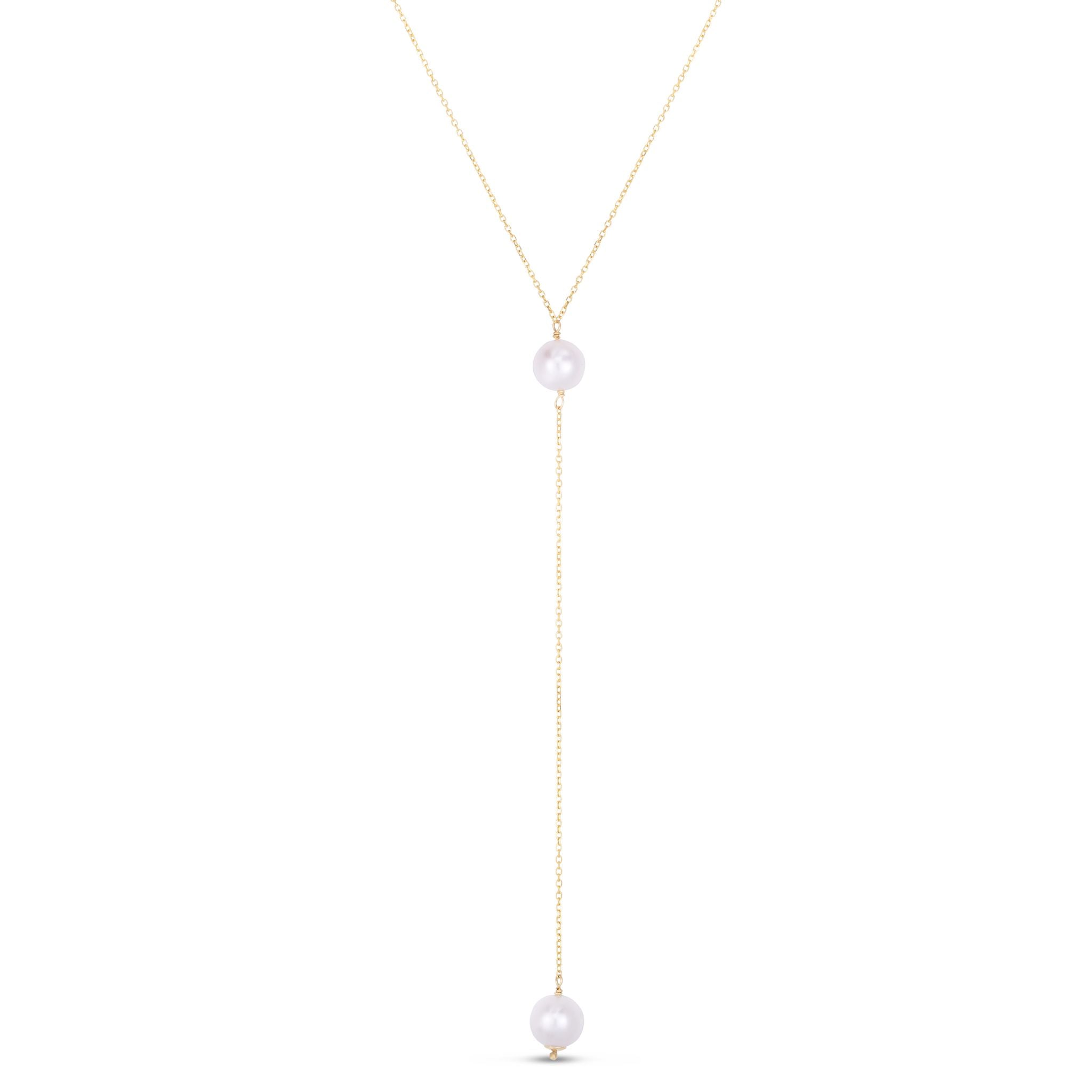 14K Gold Pearl Drop Y-Necklace