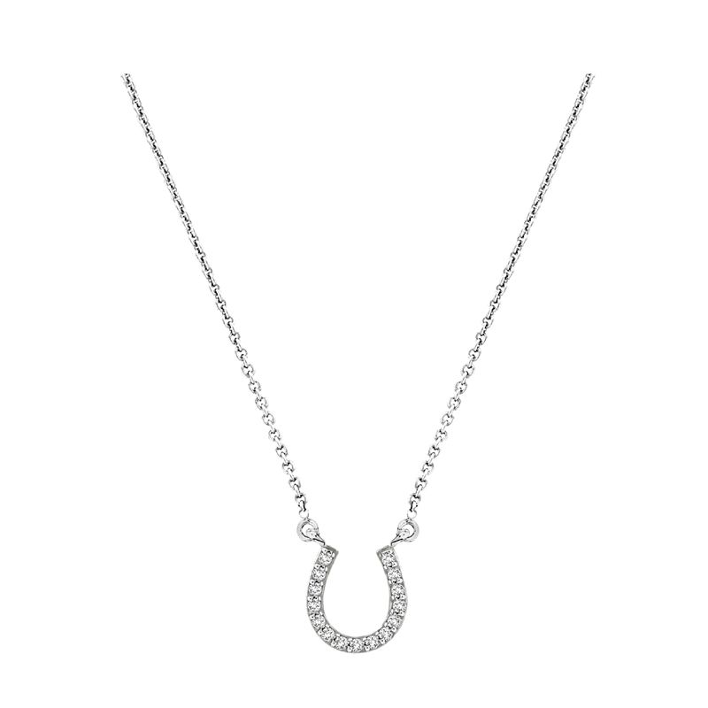 14k Gold Ladies Diamond Lucky Horseshoe Necklace