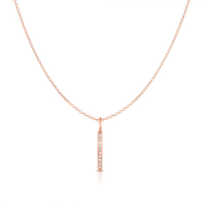 14K Gold Vertical Diamond Bar Necklace