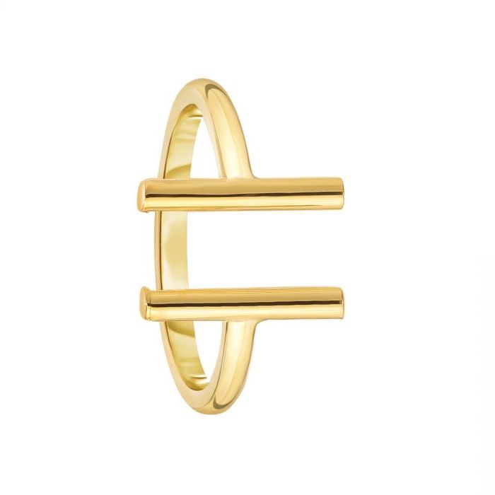 14K Gold Double Split Open Bar Fashion Ring