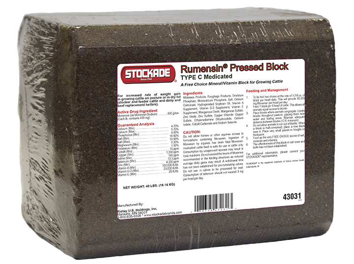 Stockade - Rumensin(R800) Pressed Block - 40lb