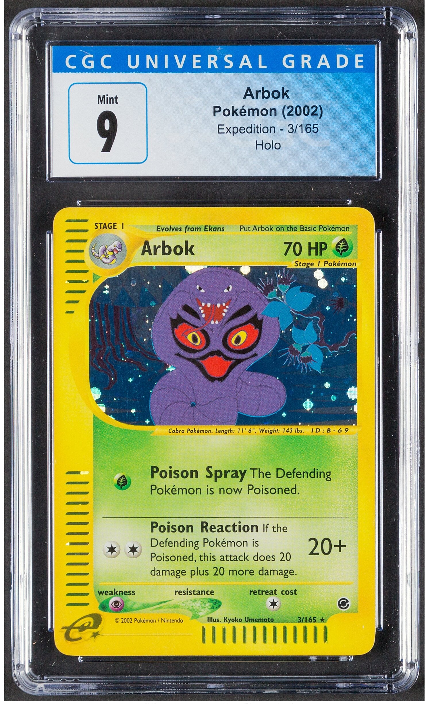 2002 Arbok Pokemon Expedition Holo 3/165 CGC 9