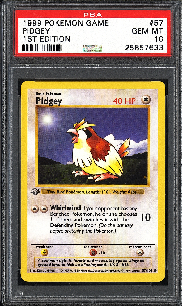 1999 Pokemon Game Pidgey #57 PSA 10 (1st Edition)