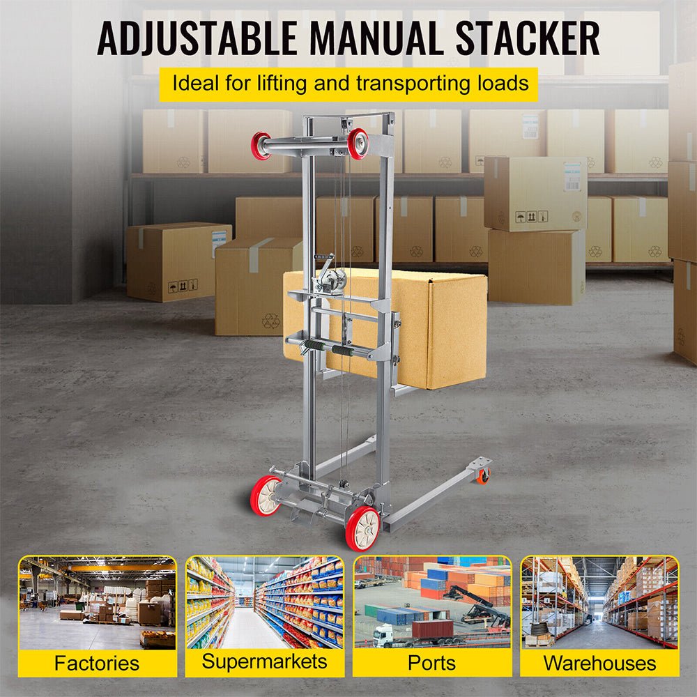 441LBS Heavy Duty Manual Material Stacker Winch Lift, 106.5