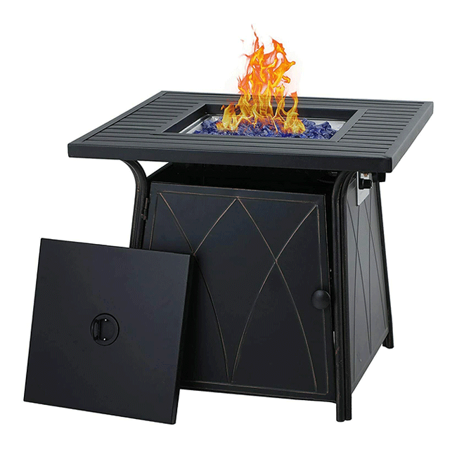 50K BTU Propane Gas Fire Pit Table Set W/ Swivel Chairs, 5PCS