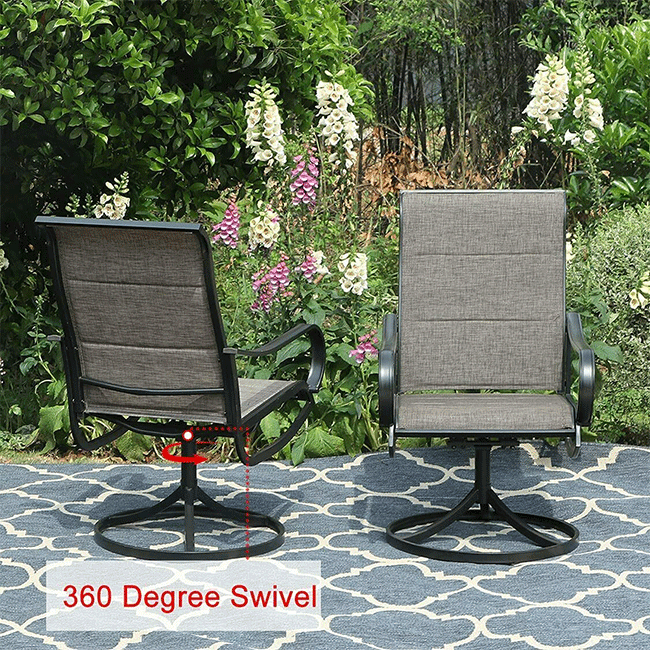 50K BTU Propane Gas Fire Pit Table Set W/ Swivel Chairs, 5PCS